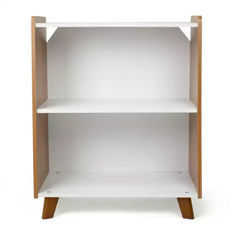 Libreria per bambini a 2 ripiani, stile moderno di metà secolo, Legno/Bianco