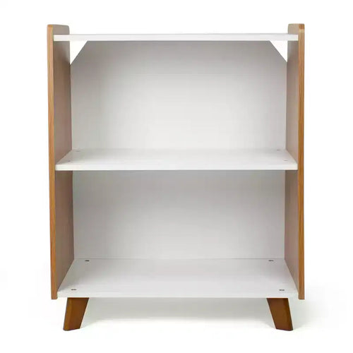 Libreria per bambini a 2 ripiani, stile moderno di metà secolo, Legno/Bianco