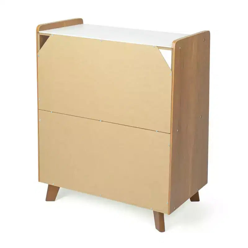 Libreria per bambini a 2 ripiani, stile moderno di metà secolo, Legno/Bianco