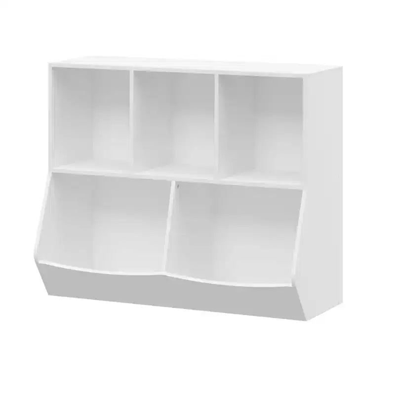 Libreria per Bambini a 4 Cubi con Contenitore Porta Giocattoli - Bianco Grigio