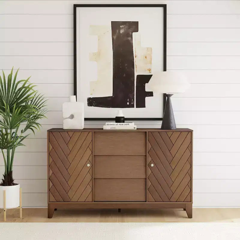 Mobiletto d'Appoggio Mid-Century con Cassetti - Finitura Noce
