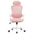MAYEERTY Office Chair Ergonomic with Adjustable Headrest Pink Fabric 250 lb capacity