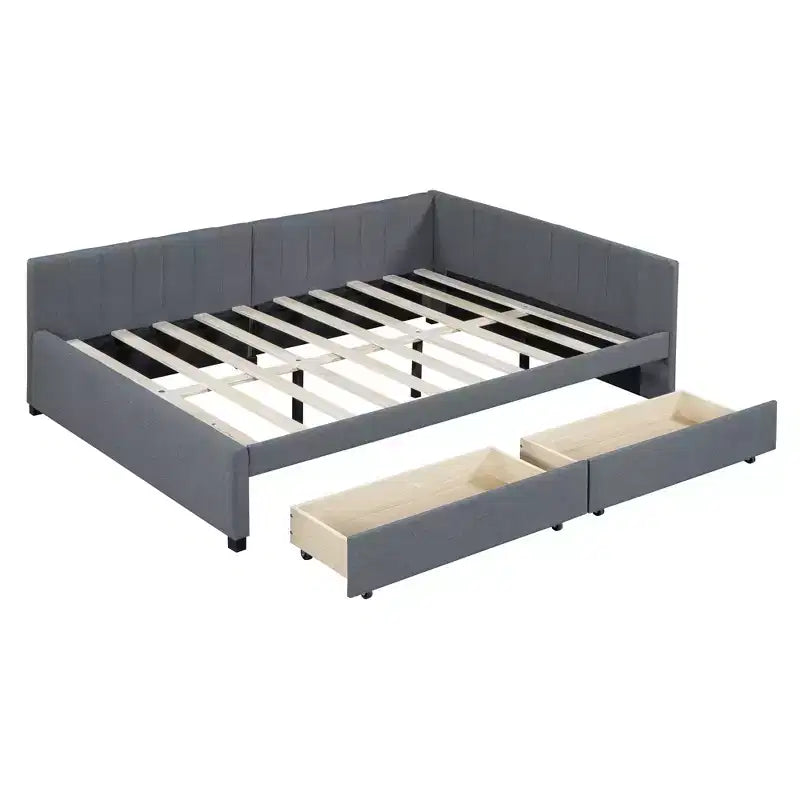 Letto da giorno imbottito a una piazza e mezza con 2 cassetti portaoggetti