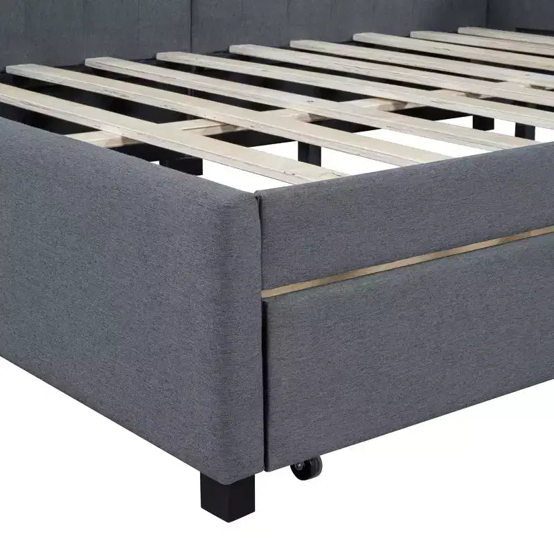 Letto da giorno imbottito a una piazza e mezza con 2 cassetti portaoggetti