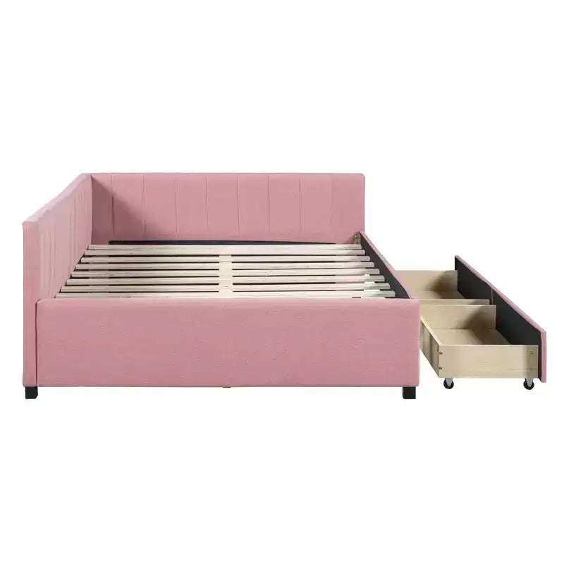Letto da giorno imbottito a una piazza e mezza con 2 cassetti portaoggetti