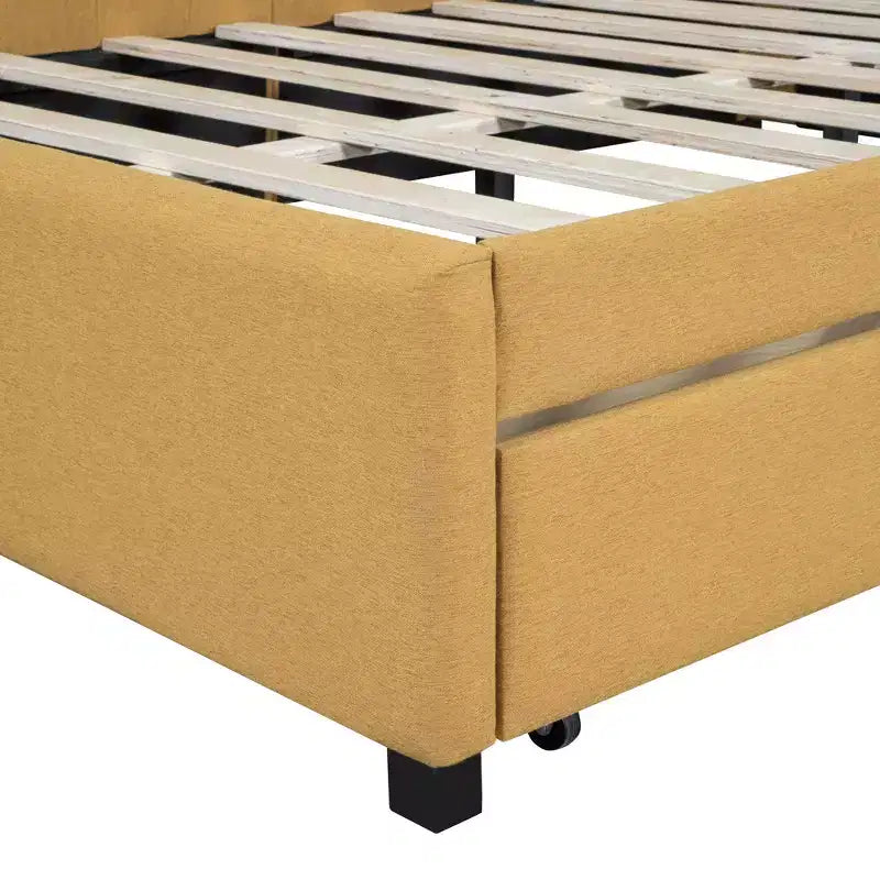 Letto da giorno imbottito a una piazza e mezza con 2 cassetti portaoggetti