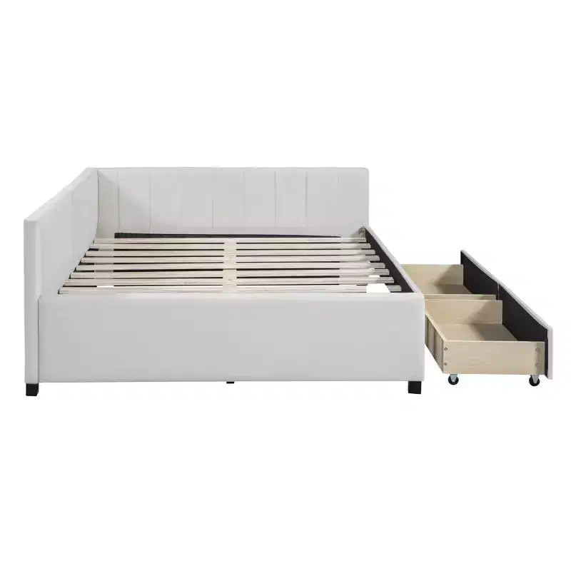 Letto da giorno imbottito a una piazza e mezza con 2 cassetti portaoggetti