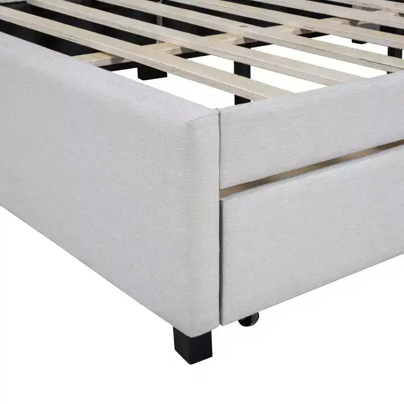 Letto da giorno imbottito a una piazza e mezza con 2 cassetti portaoggetti