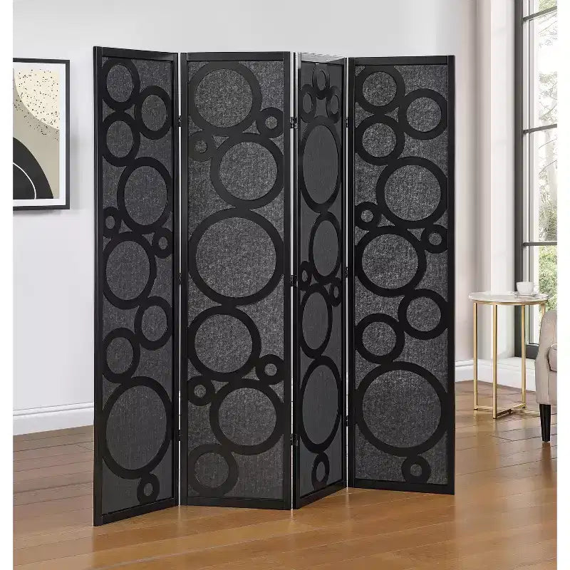Roundhill Furniture Tavari 4-Panel Room Divider, Decorative Folding Freestanding Privacy Screen