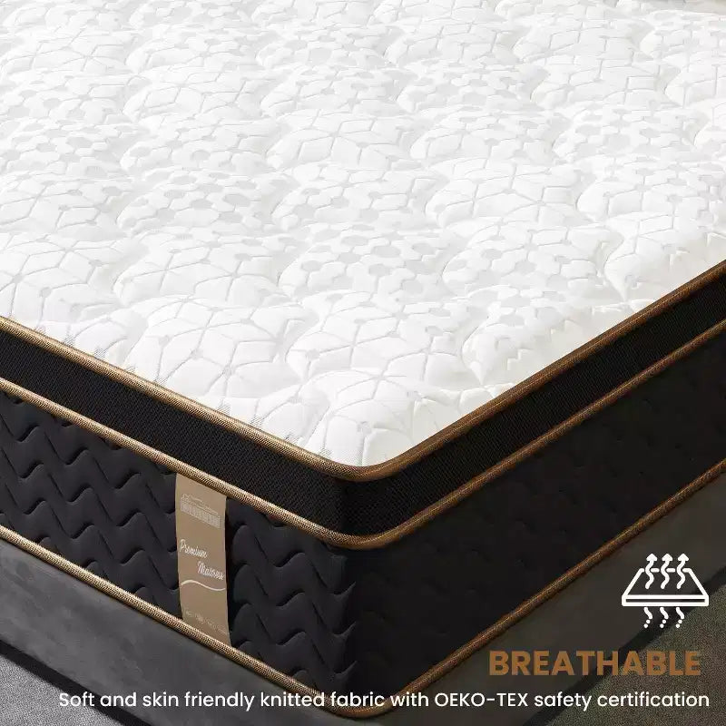 Materasso Ibrido in Peluche da 10 Pollici con Molle Insacchettate e Memory Foam in Gel