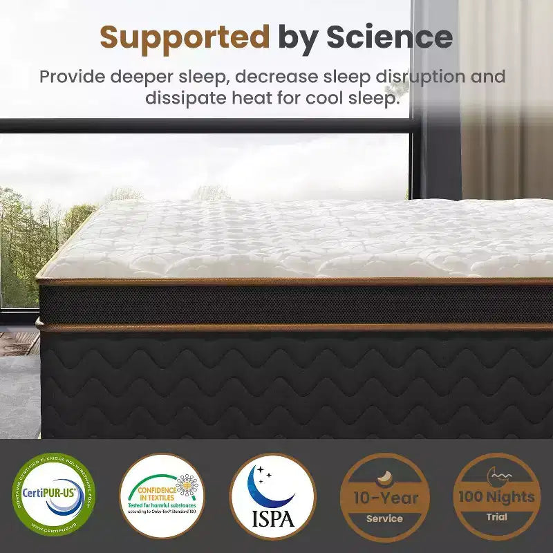 Materasso Ibrido in Peluche da 10 Pollici con Molle Insacchettate e Memory Foam in Gel