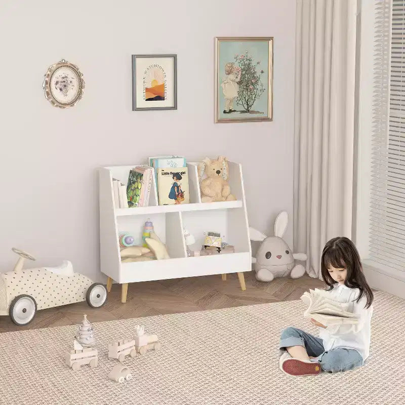 Libreria per bambini a 2 ripiani con 5 scomparti aperti