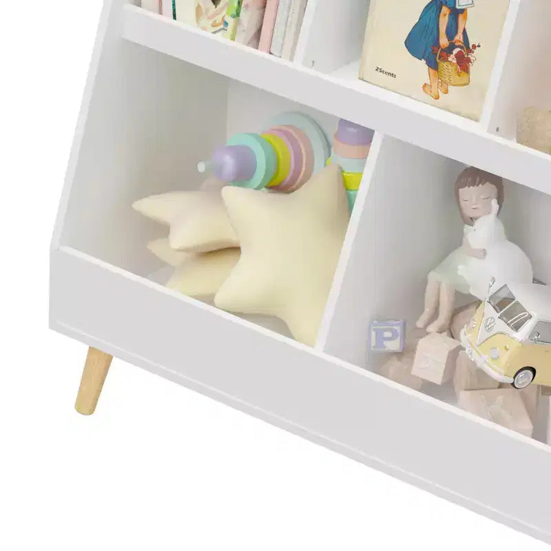 Libreria per bambini a 2 ripiani con 5 scomparti aperti