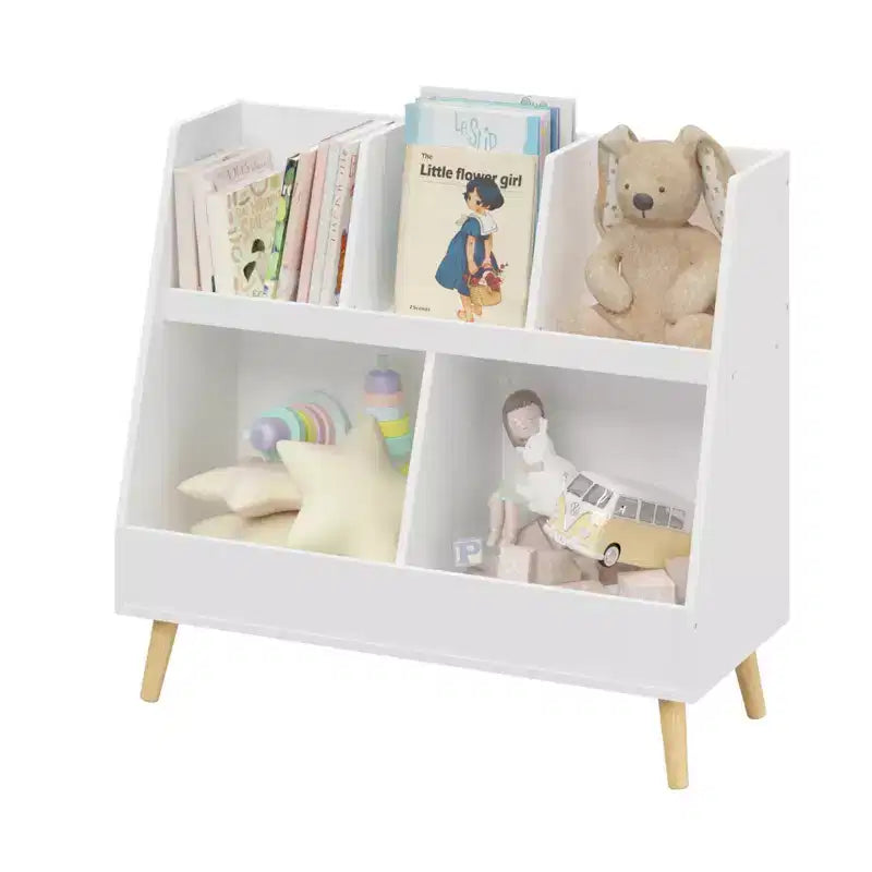 Libreria per bambini a 2 ripiani con 5 scomparti aperti