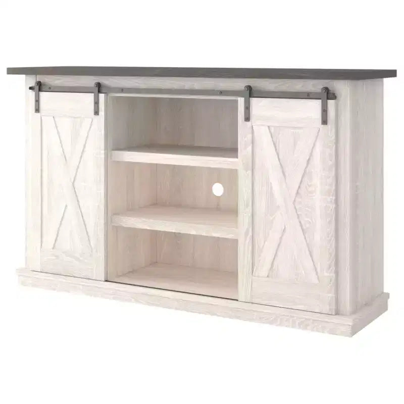 Mobile TV Medio per Televisori fino a 63" – Console Multimediale Bicolore in Stile Rustico con Ripiani Regolabili