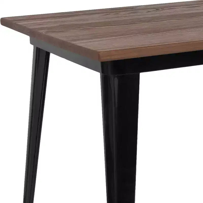 Tavolo da Pranzo con Struttura Rettangolare in Acciaio e Piano in Legno