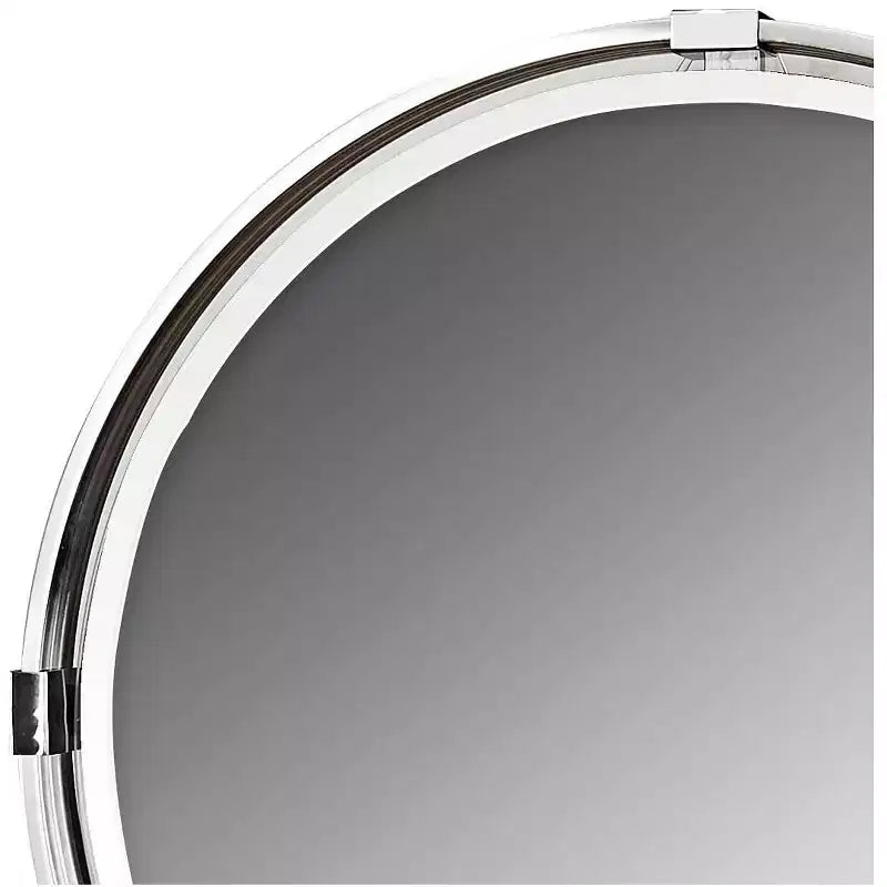 Specchio da Parete Rotondo con Cornice in Metallo Nickel Spazzolato, 75 cm, Bordo Smussato