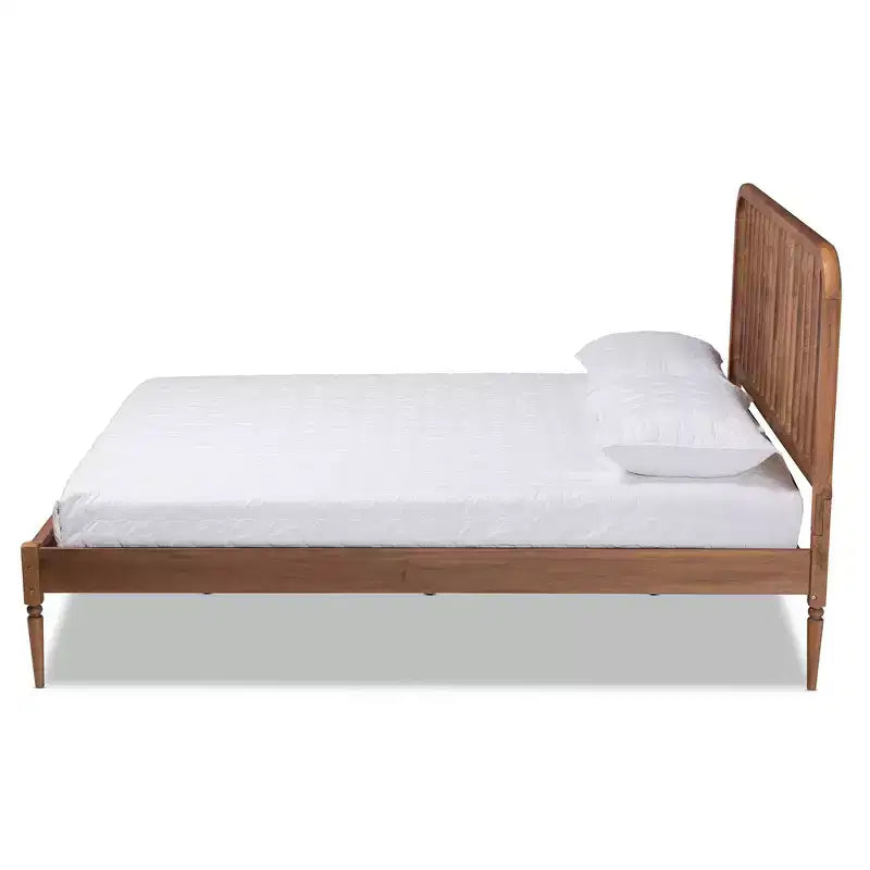 Neilan Letto a piattaforma in legno noce marrone