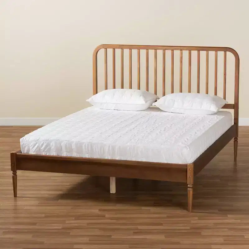 Neilan Letto a piattaforma in legno noce marrone