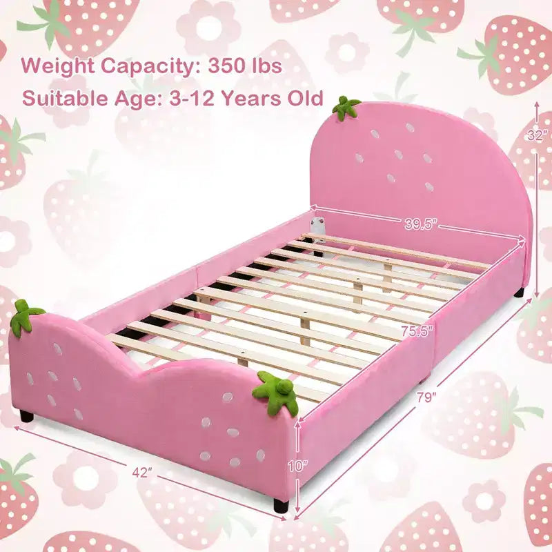 Letto imbottito per bambini con design a fragola