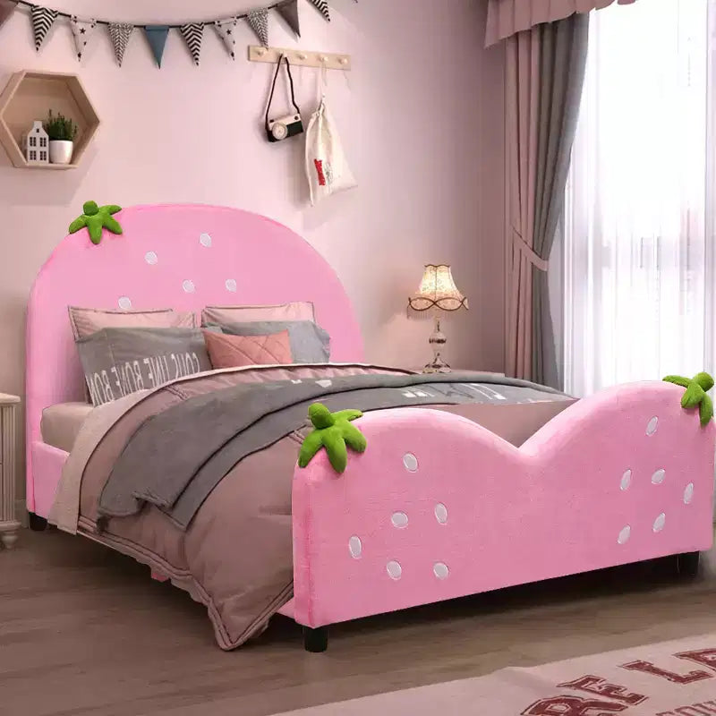 Letto imbottito per bambini con design a fragola