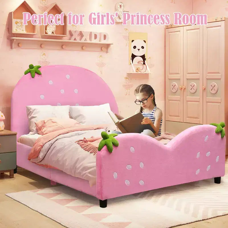 Letto imbottito per bambini con design a fragola