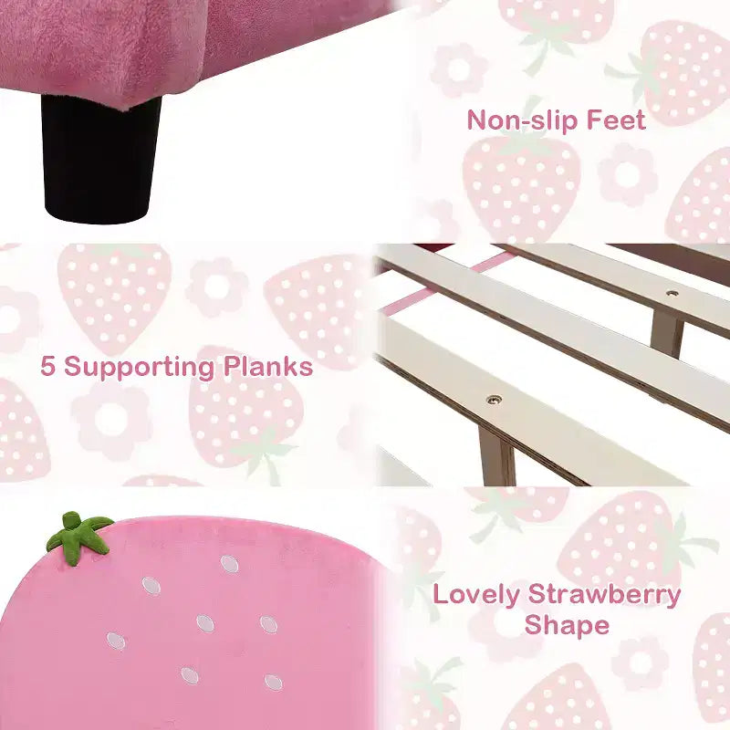 Letto imbottito per bambini con design a fragola