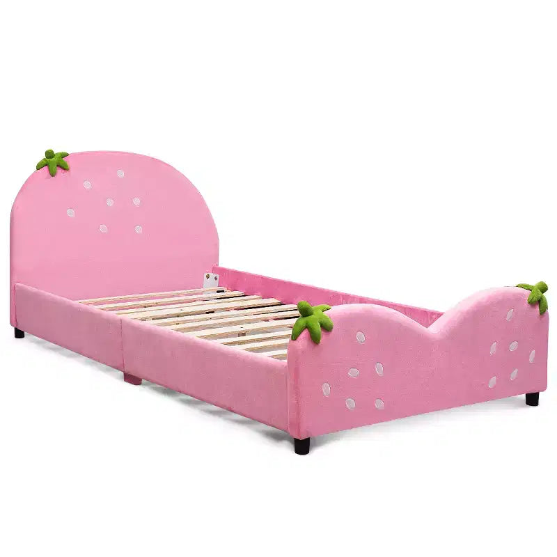 Letto imbottito per bambini con design a fragola