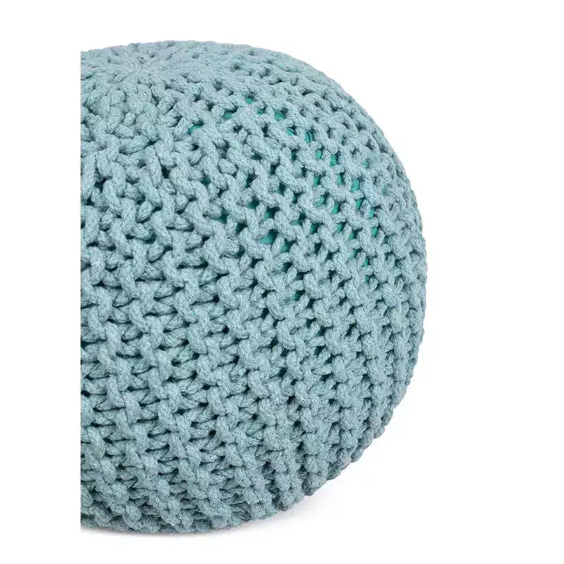 Pouf/sgabello in maglia rotondo - Verde salvia