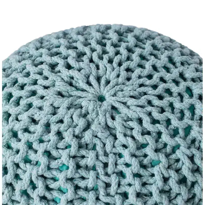 Pouf/sgabello in maglia rotondo - Verde salvia