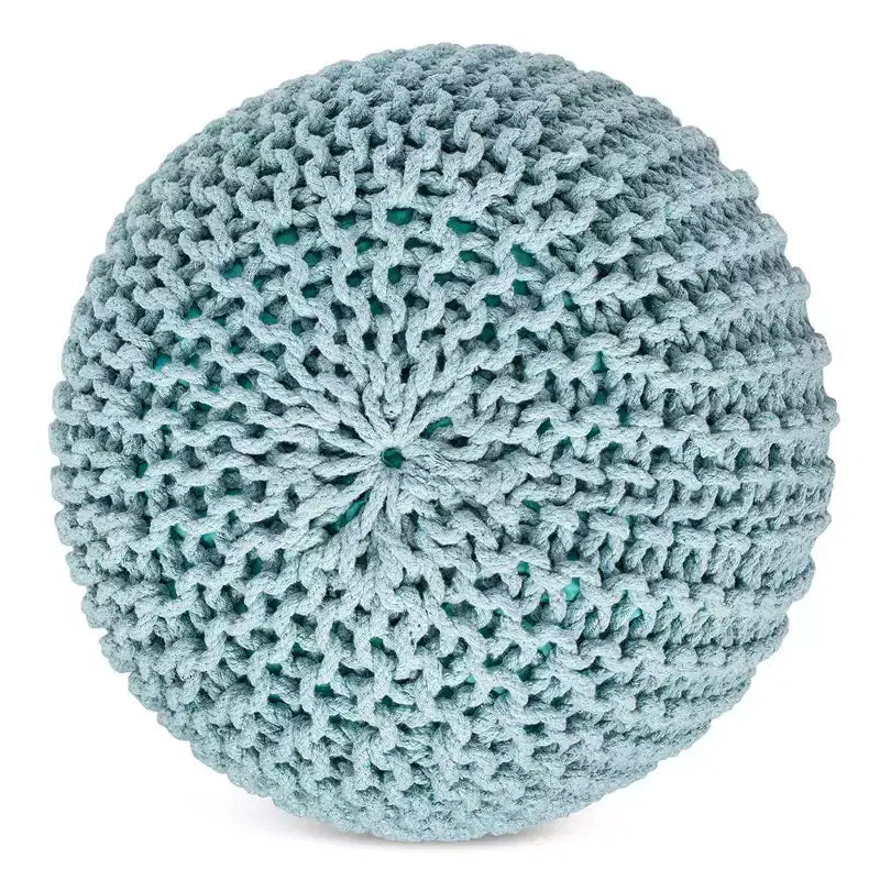 Pouf/sgabello in maglia rotondo - Verde salvia