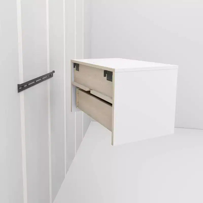 Comodino Sospeso con 1 Cassetto e Ripiano Aperto