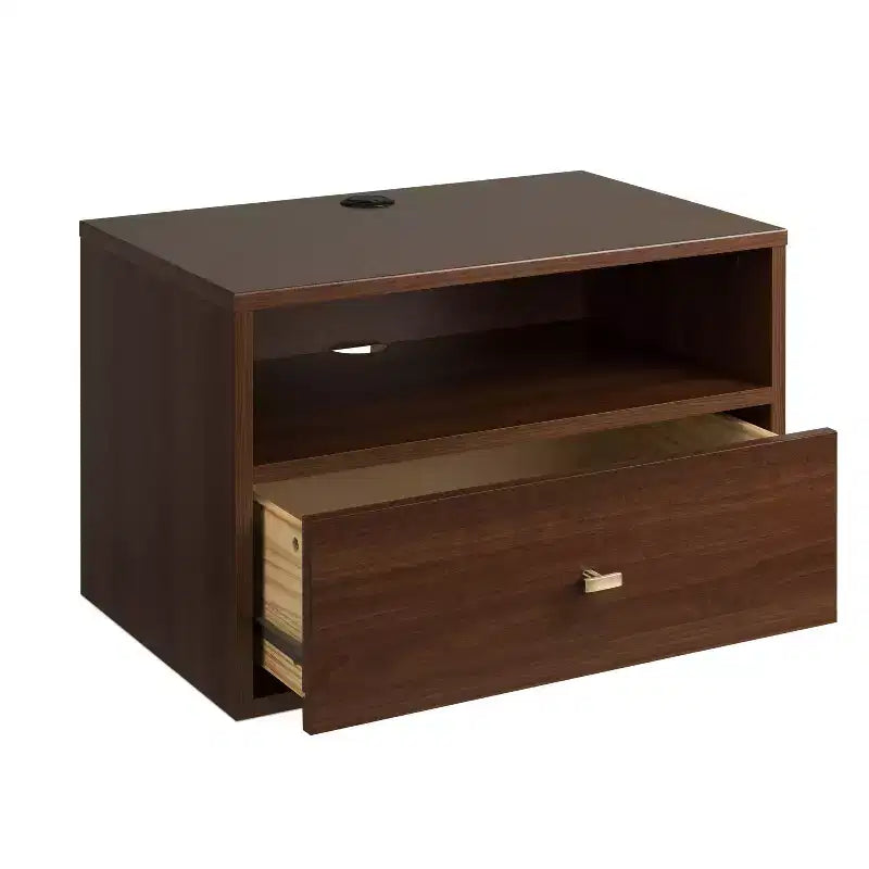 Comodino Sospeso con 1 Cassetto e Ripiano Aperto