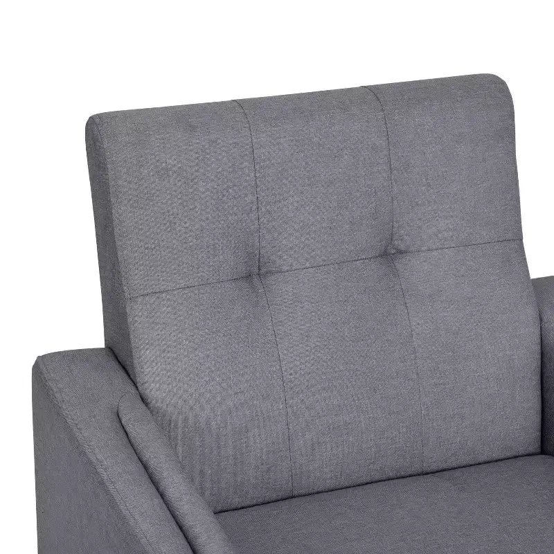 Poltrona Mid-Century Modern con Rivestimento Trapuntato in Finta Biancheria e Gambe in Legno Massello