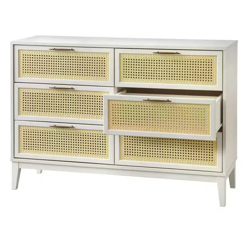 Cassettiera a 6 cassetti con frontali in finto rattan