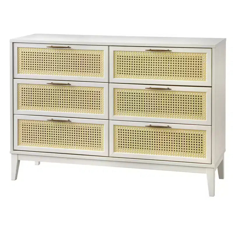 Cassettiera a 6 cassetti con frontali in finto rattan